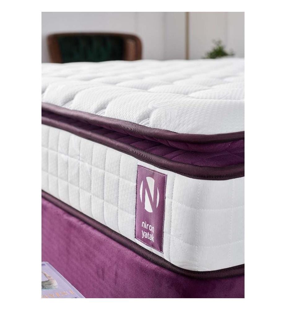 Matratze, Weiss, Violett, Bezug aus gestricktem Stoff, gepolstert - Hypersoft Foam