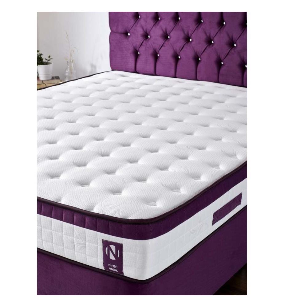Matratze, Weiss, Violett, Bezug aus gestricktem Stoff, gepolstert - Hypersoft Foam