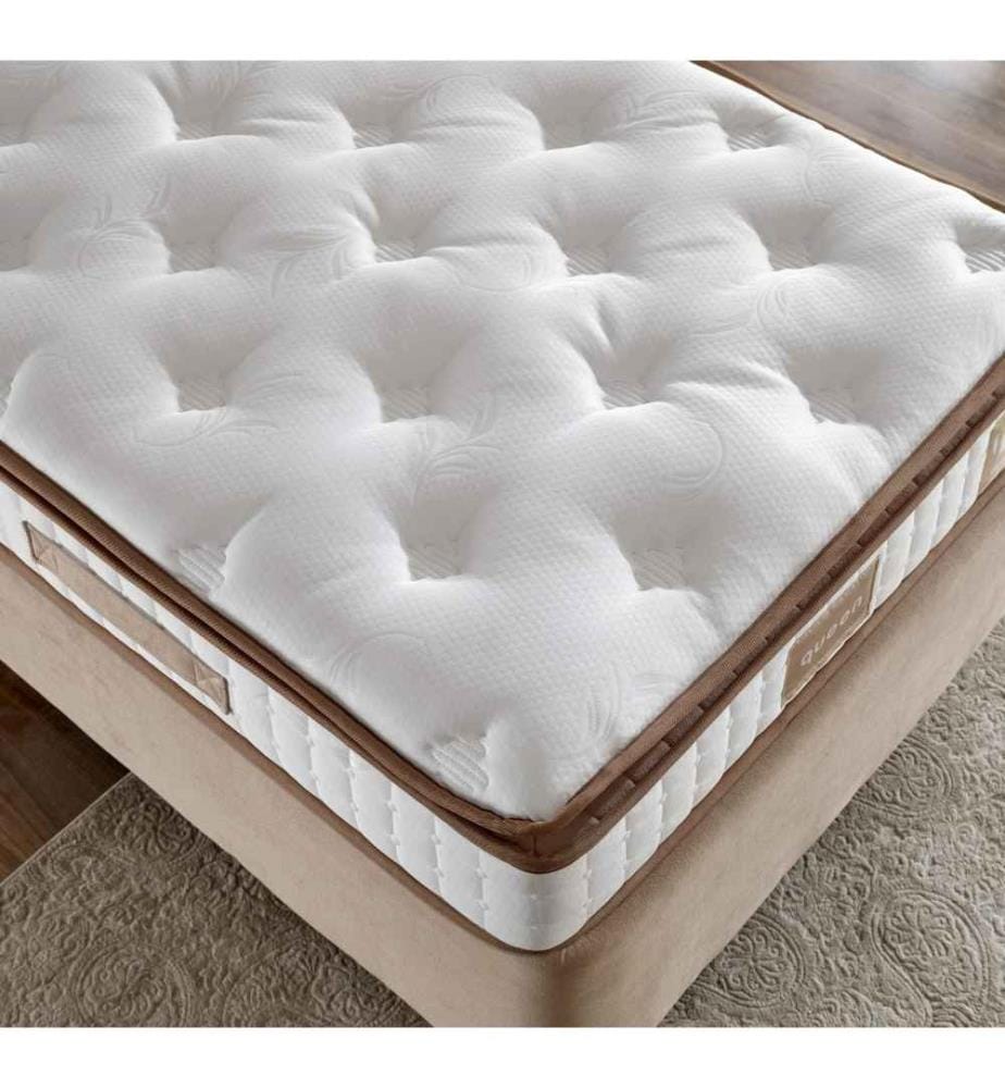 Matelas, blanc, marron, housse en tissu tissé, une face rembourrée
