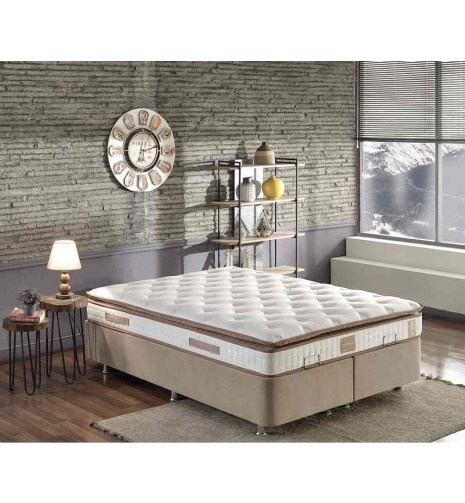 Matelas, blanc, marron, housse en tissu tissé, une face rembourrée