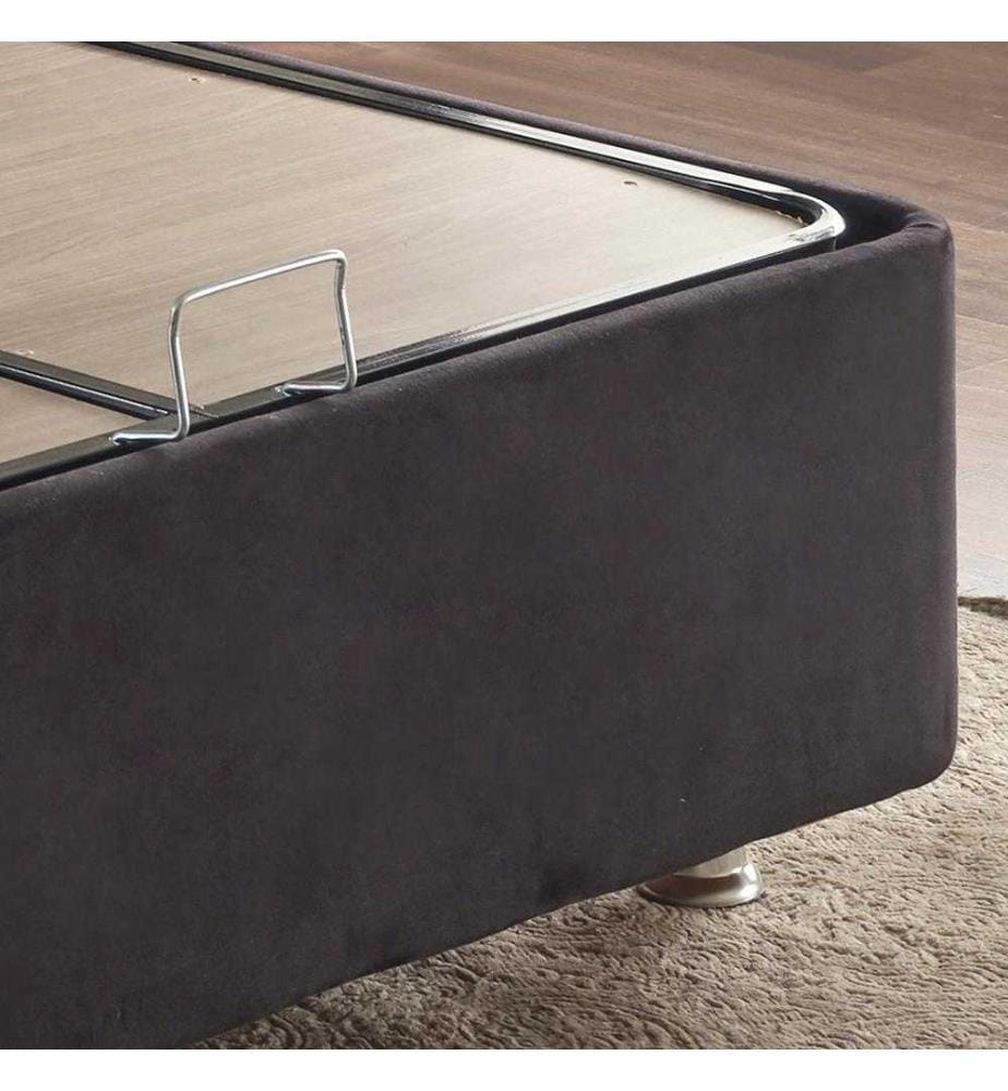 Double Bed Base, Black, Steel Frame, Soho Fabric Fabric