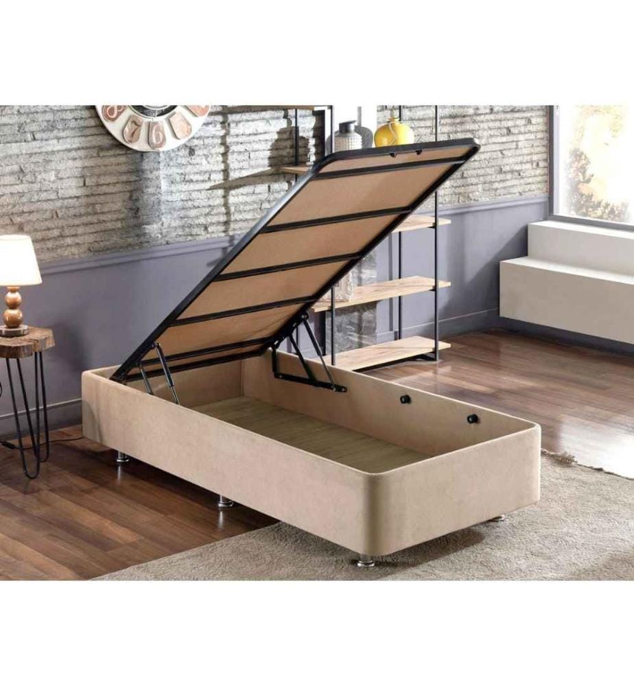 Single Bed Base, Light Brown, Steel Frame, Soho Fabric Fabric