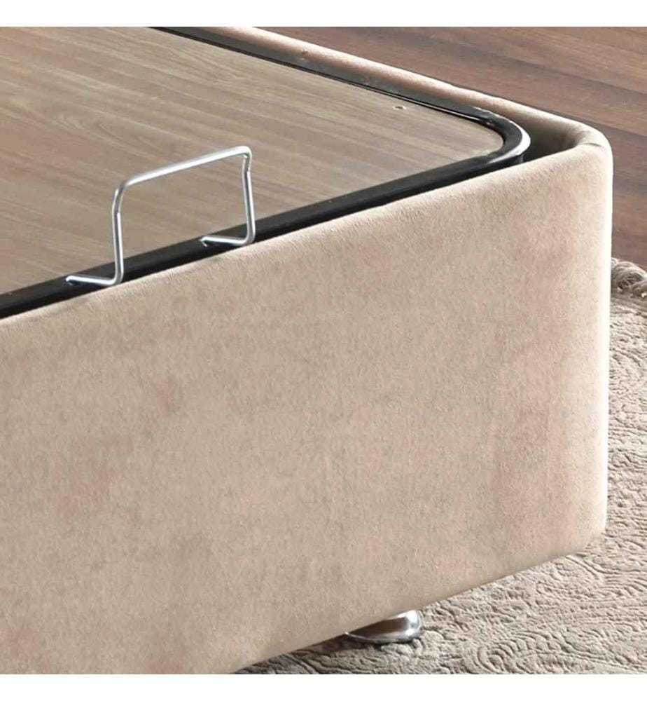 Single Bed Base, Light Brown, Steel Frame, Soho Fabric Fabric