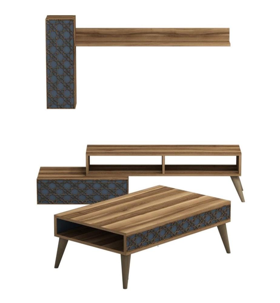 Ensemble de meubles de salon, noyer, calcédoine, panneaux de particules mélaminés