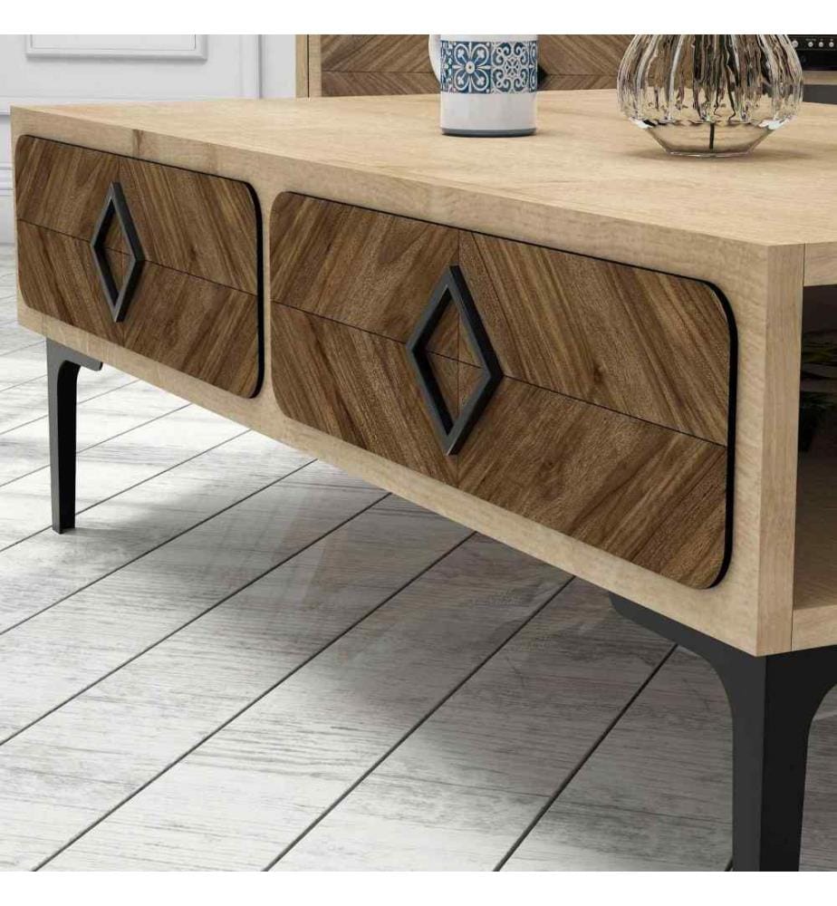 Wohnzimmer-Möbelset, Eiche, Melaminbeschichtete Spanplatte