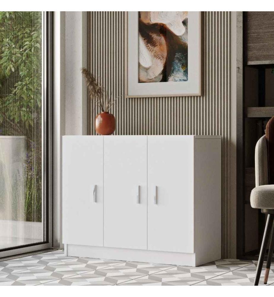 Ensemble de meubles de bureau, blanc, panneau de particules mélaminé