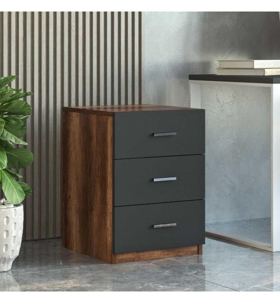 Ensemble de meubles de bureau, noyer, anthracite, panneau de particules mélaminé