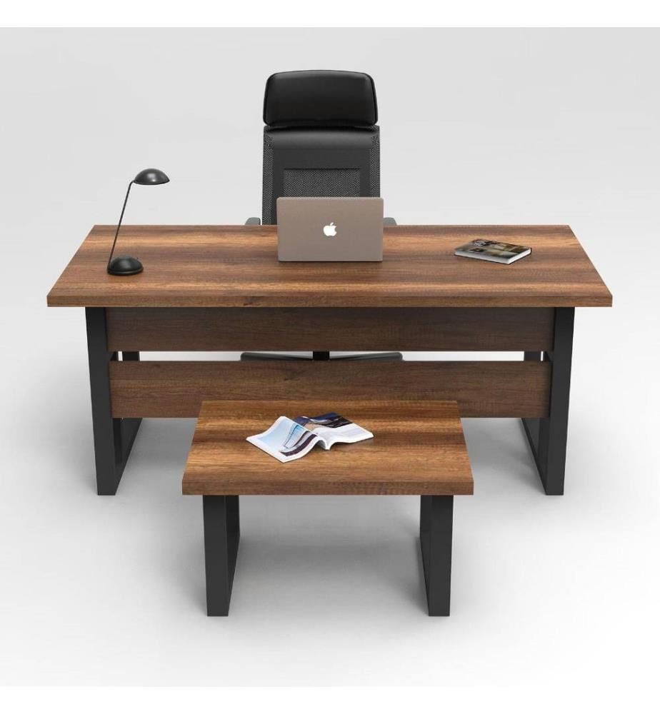 Ensemble de meubles de bureau, noyer, anthracite, panneau de particules mélaminé
