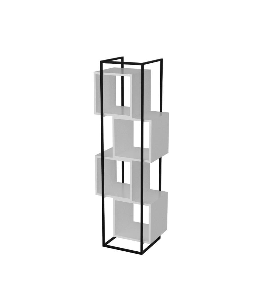 Bibliothèque, Noir, Blanc, Panneau de particules mélaminé, Cadre métallique