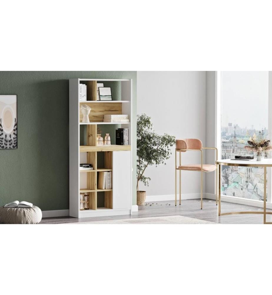 Bibliothèque, chêne, blanc, panneau de particules mélaminé