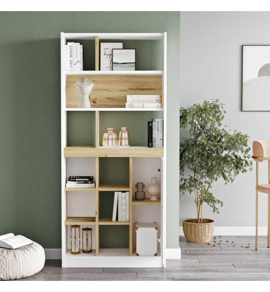 Bibliothèque, chêne, blanc, panneau de particules mélaminé