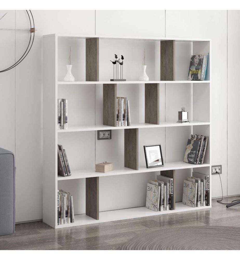 Bibliothèque, blanc, wengé, panneau de particules mélaminé