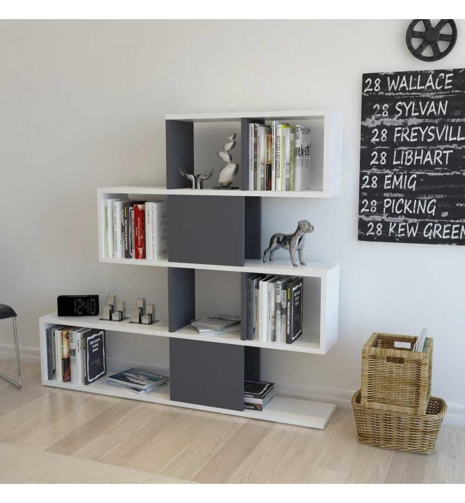 Bibliothèque, blanc, anthracite, panneau de particules mélaminé