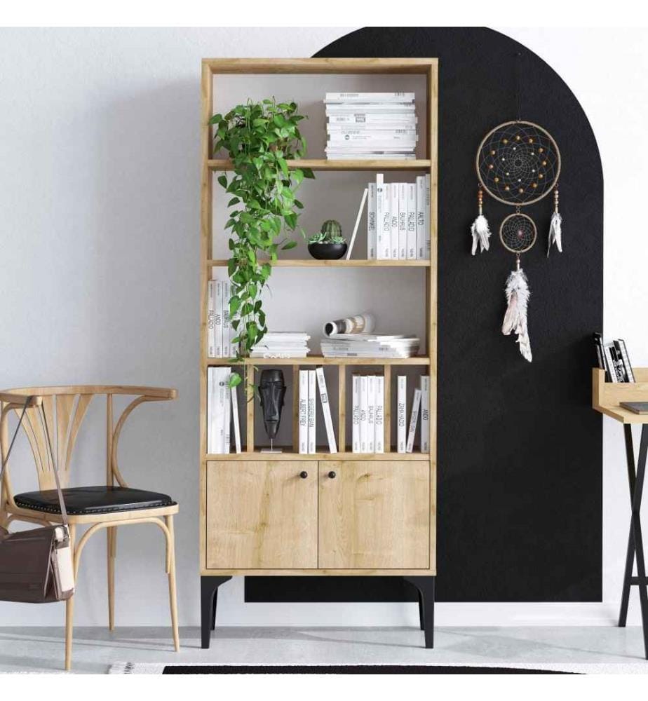 Bibliothèque, chêne saphir, panneau de particules mélaminé