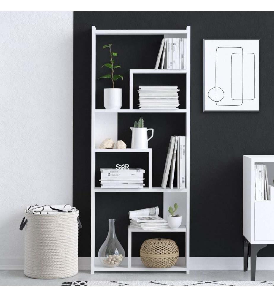 Bibliothèque, blanc, panneau de particules mélaminé