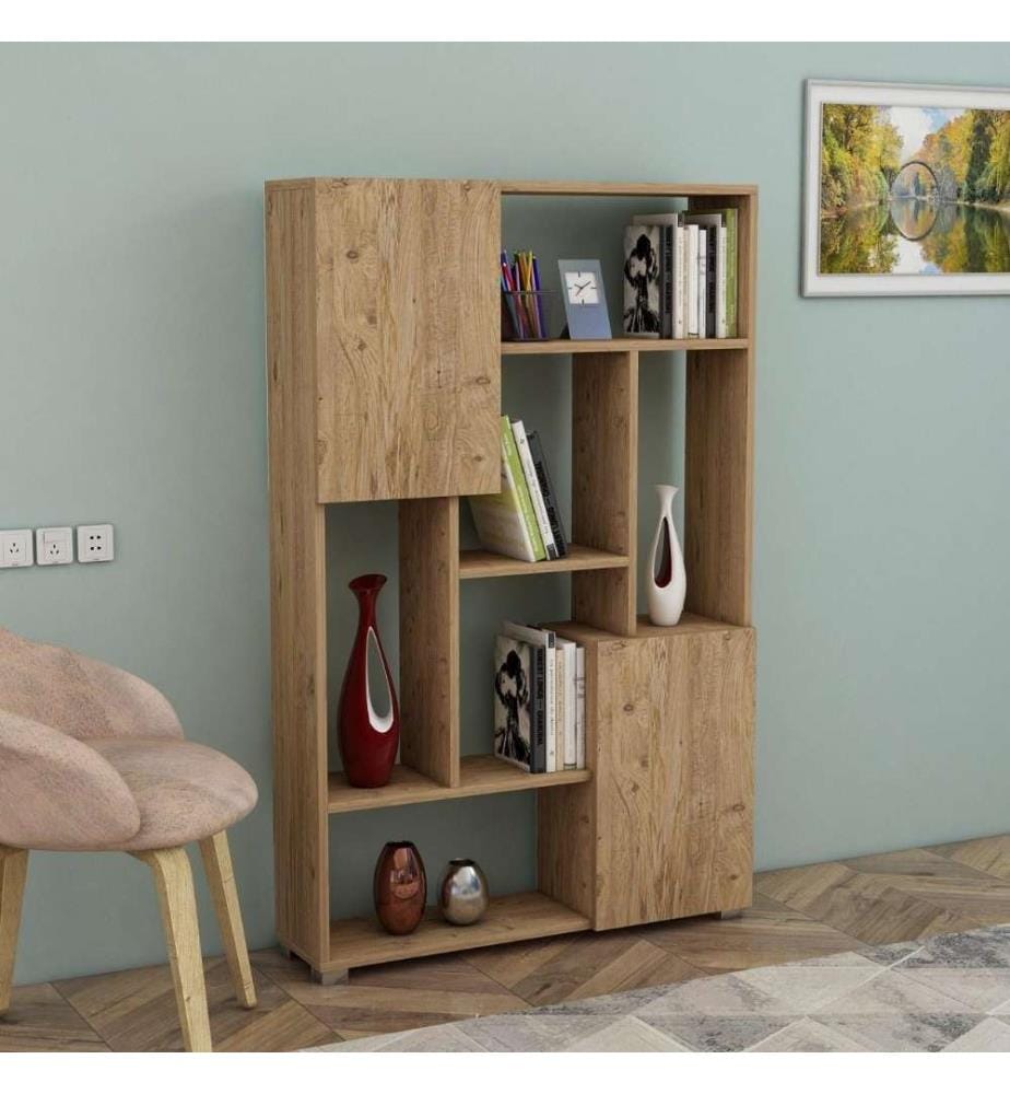 Bibliothèque, pin atlantique, panneau de particules mélaminé