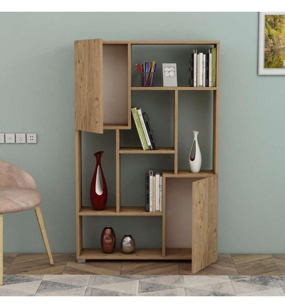Bibliothèque, pin atlantique, panneau de particules mélaminé