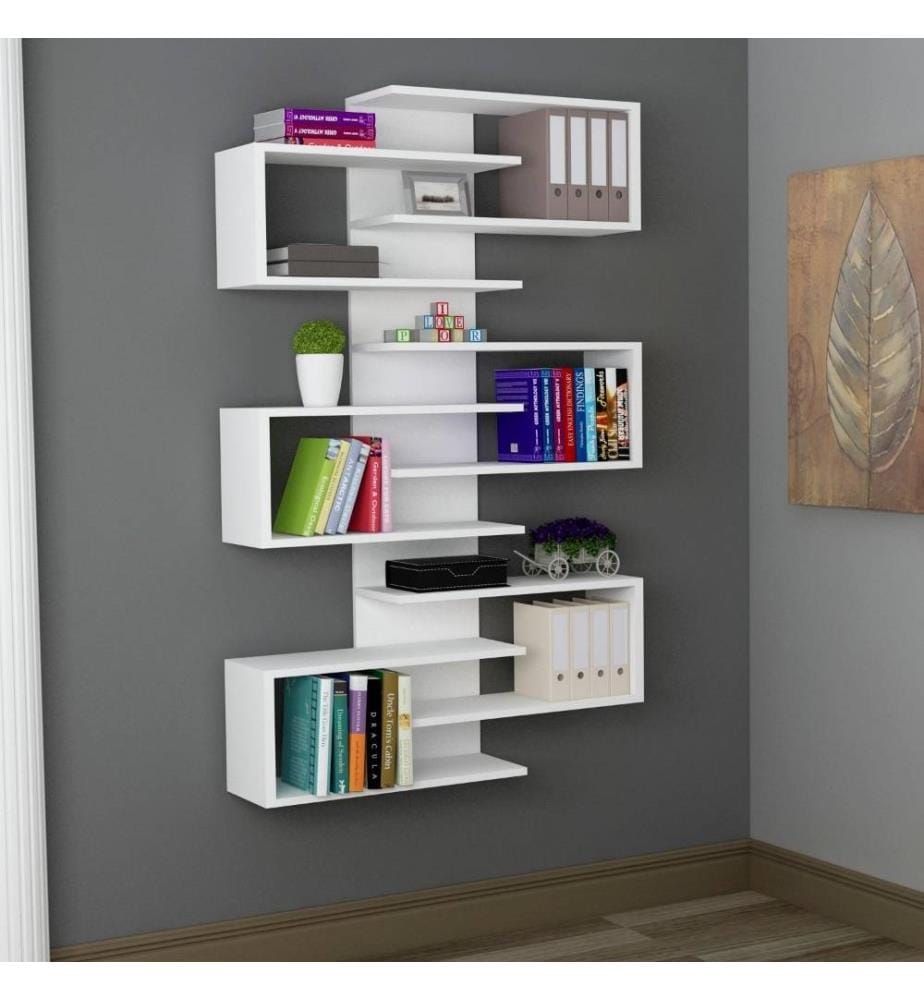 Bibliothèque, blanc, panneau de particules mélaminé