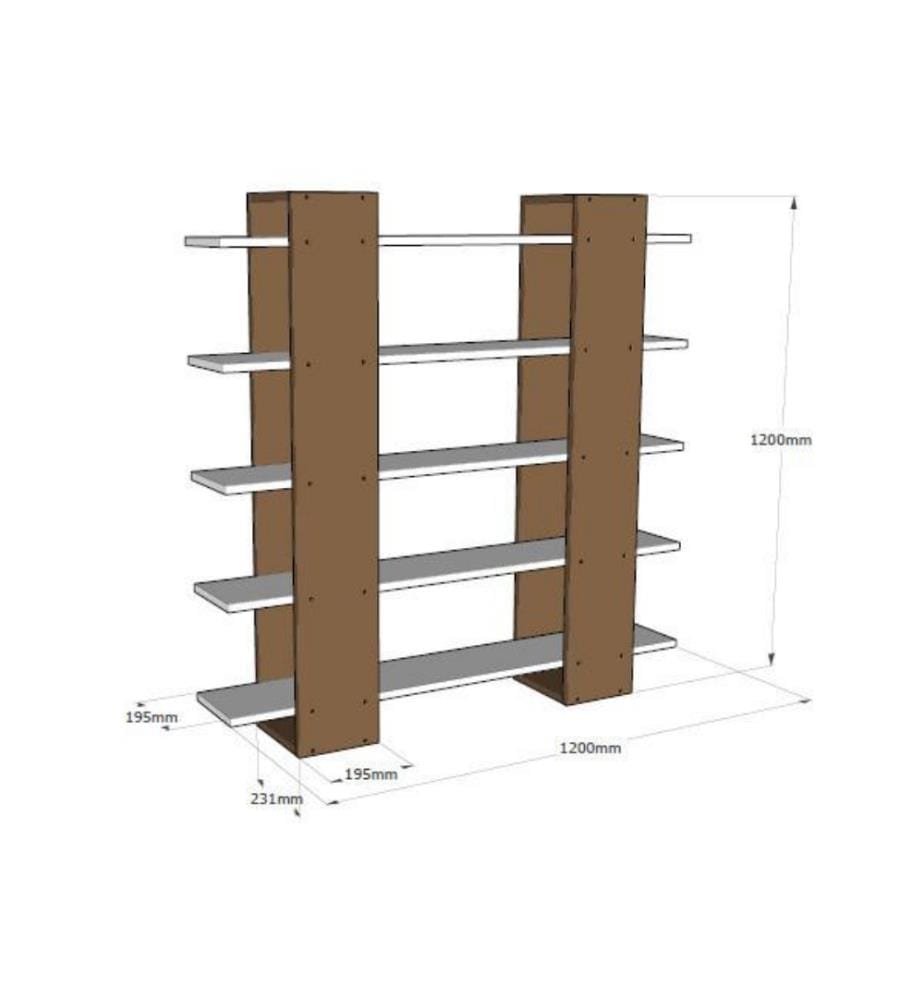 Bibliothèque, blanc, noyer, panneau de particules mélaminé