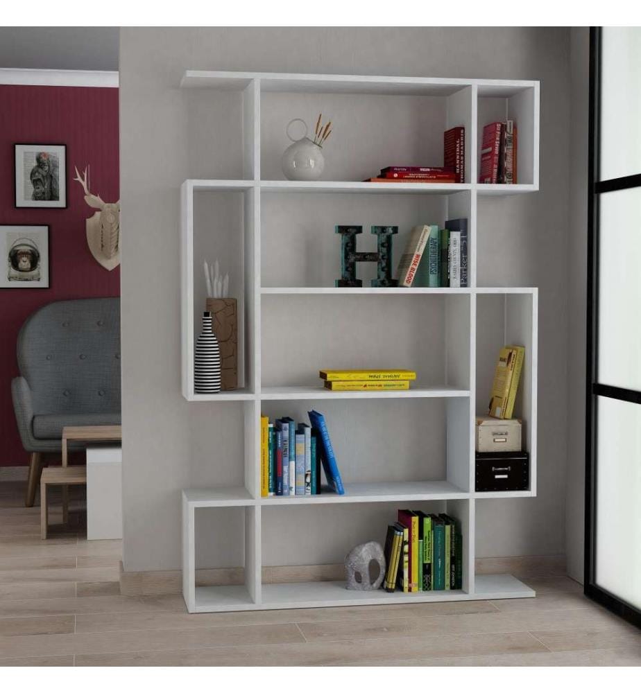 Bibliothèque, blanc, panneau de particules mélaminé