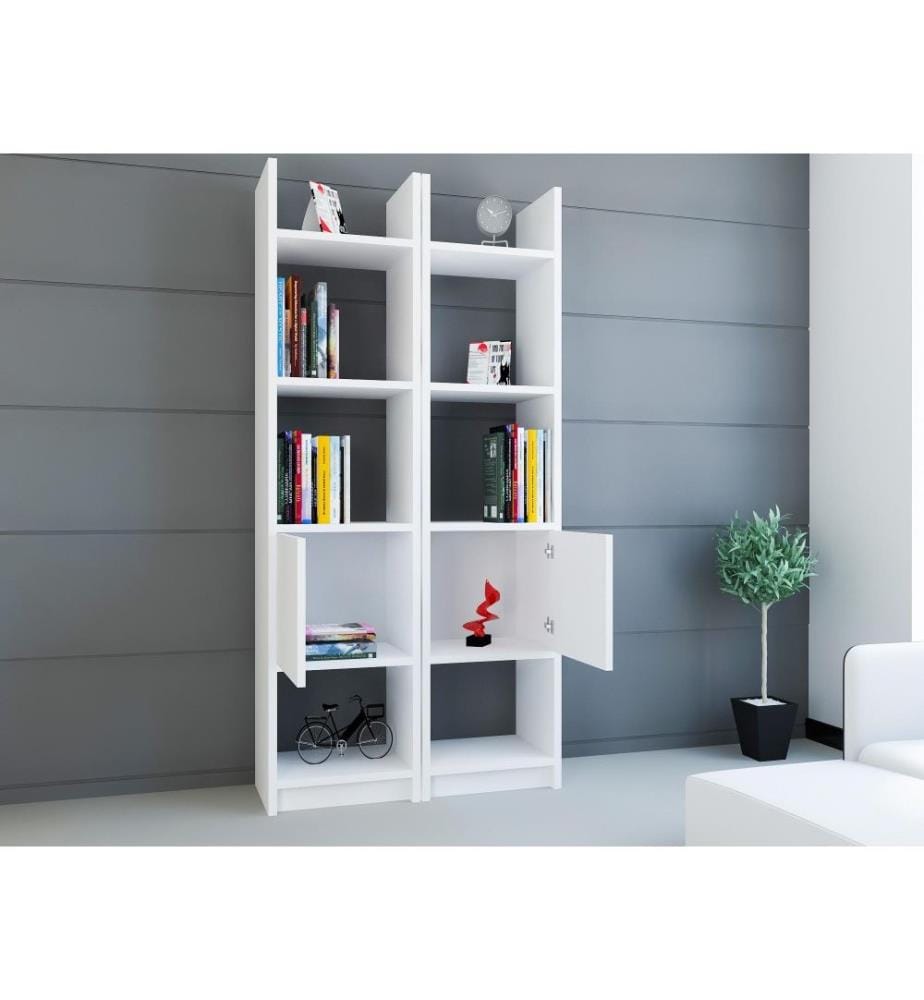 Bibliothèque, blanc, panneau de particules mélaminé