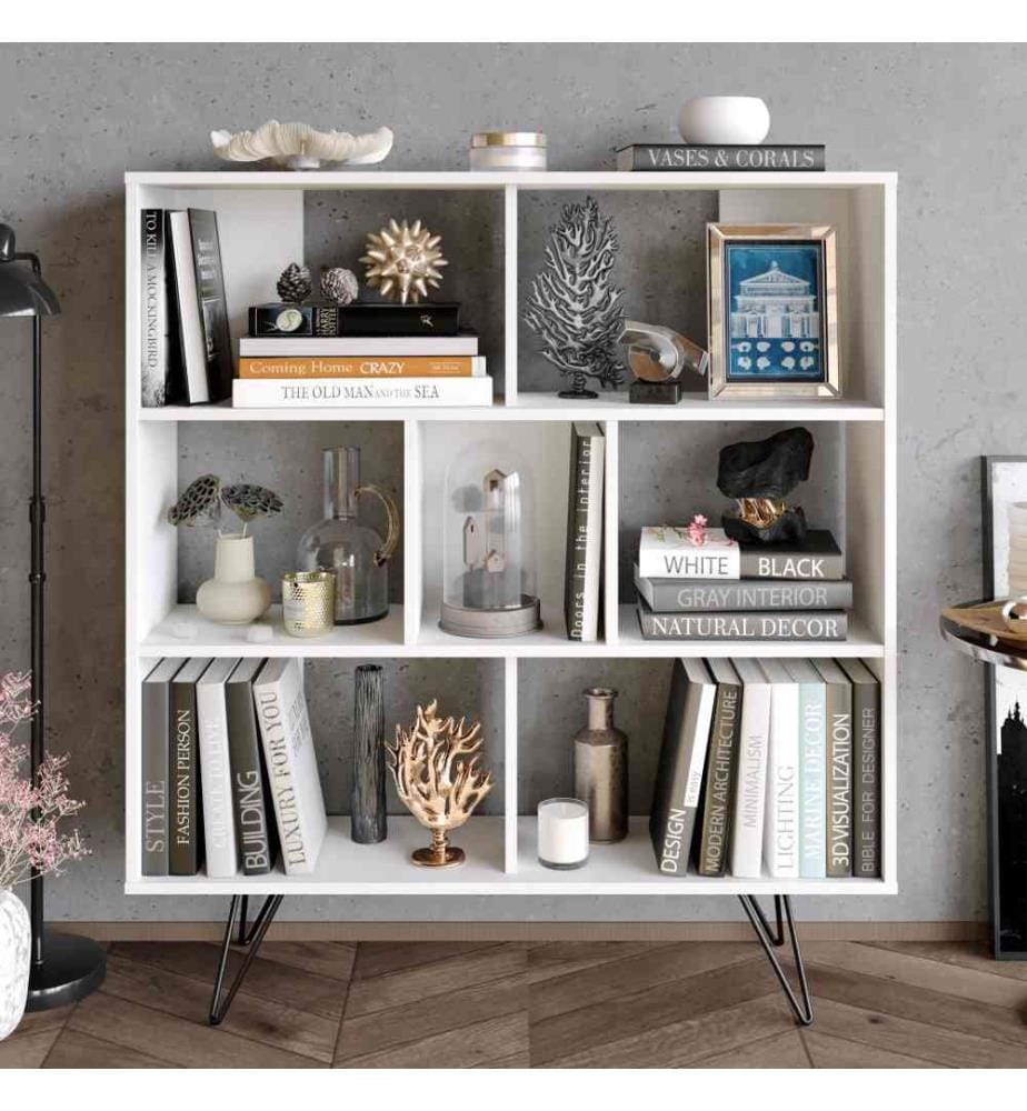 Bibliothèque, blanc, panneau de particules mélaminé