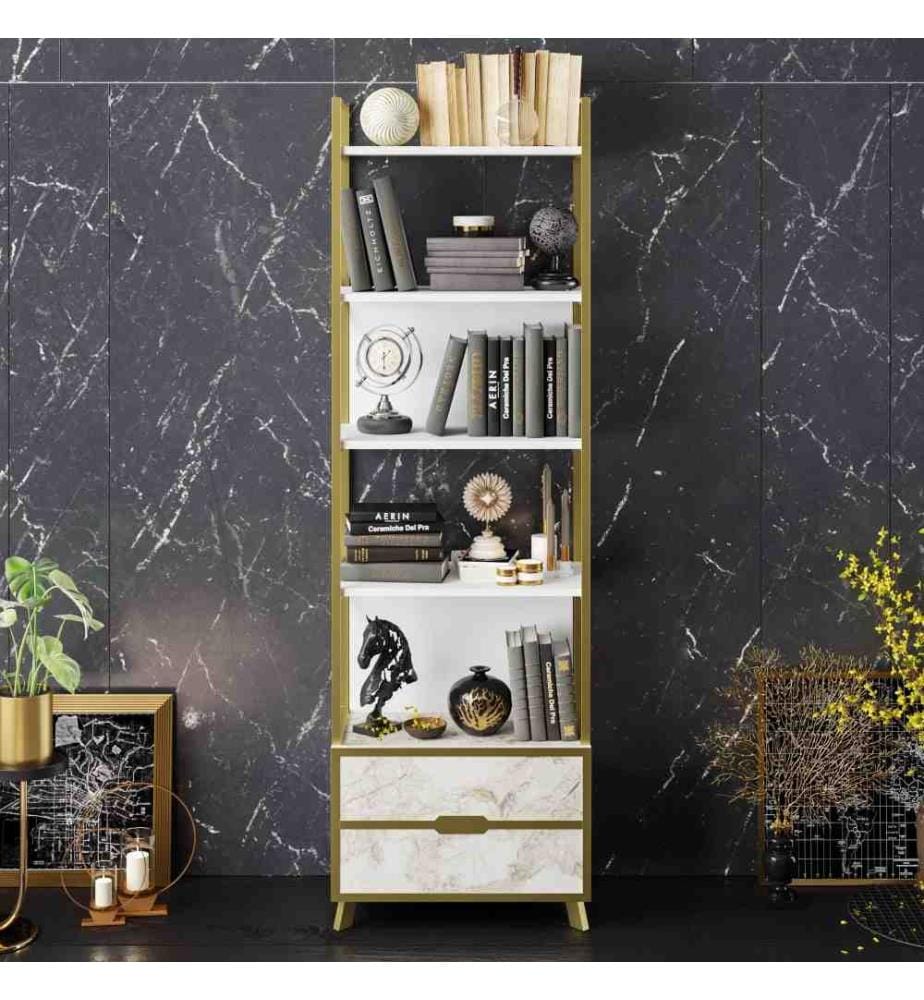 Bibliothèque, blanc, panneau de particules mélaminé
