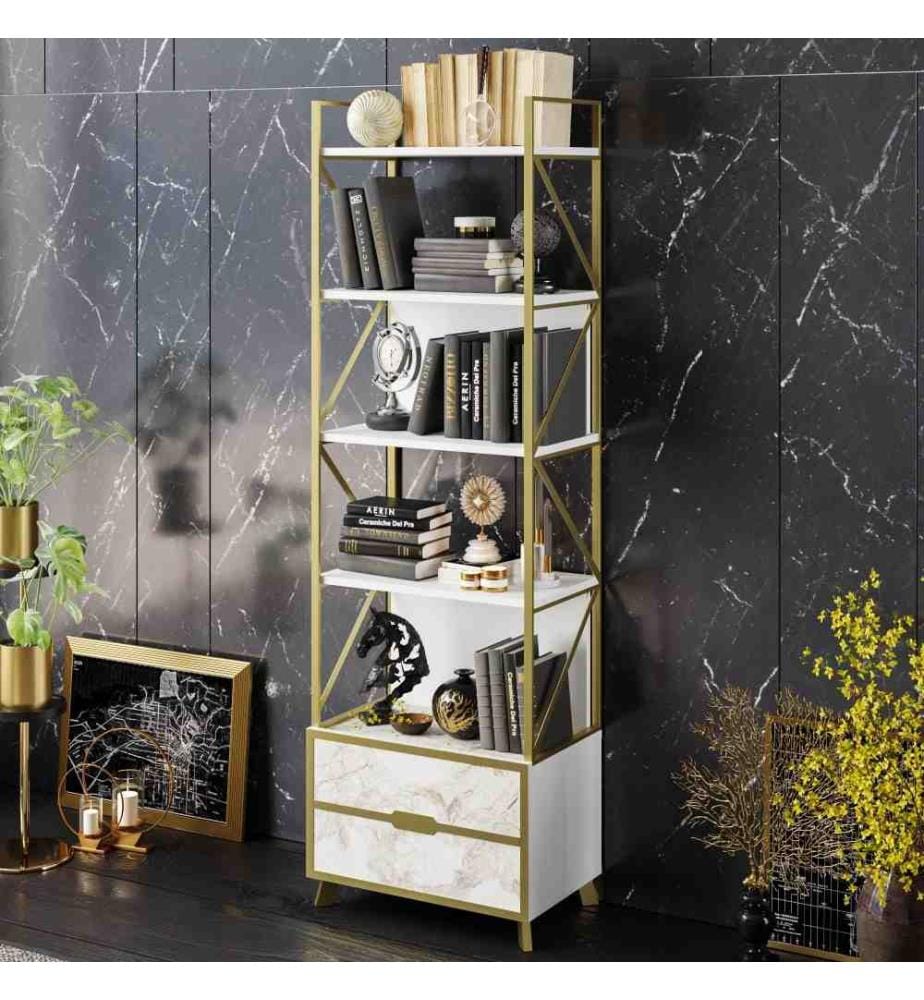 Bibliothèque, blanc, panneau de particules mélaminé