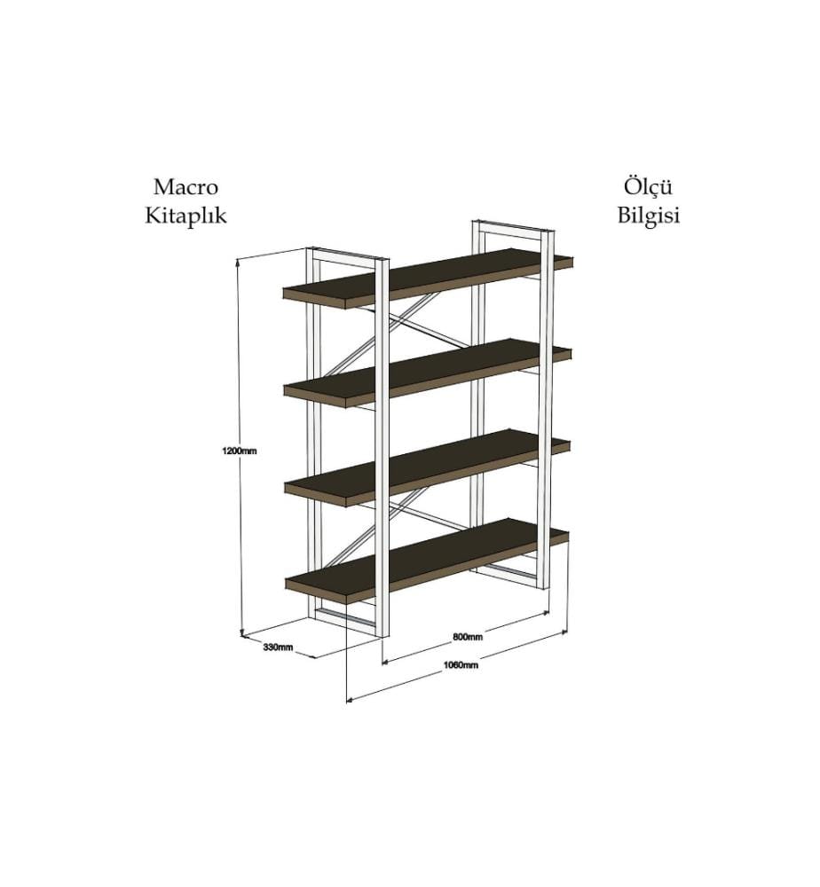 Bibliothèque, noyer, panneau de particules mélaminé, cadre métallique