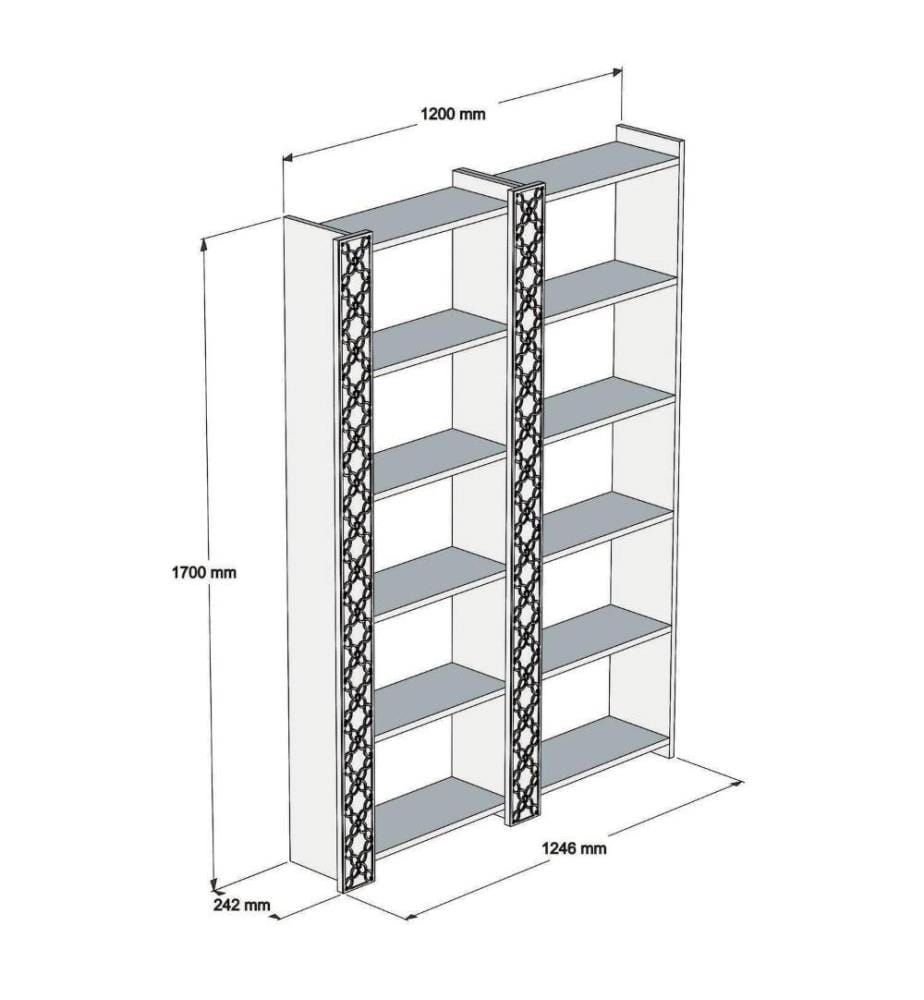 Bibliothèque, Noyer, Jaune, Panneau de particules mélaminé