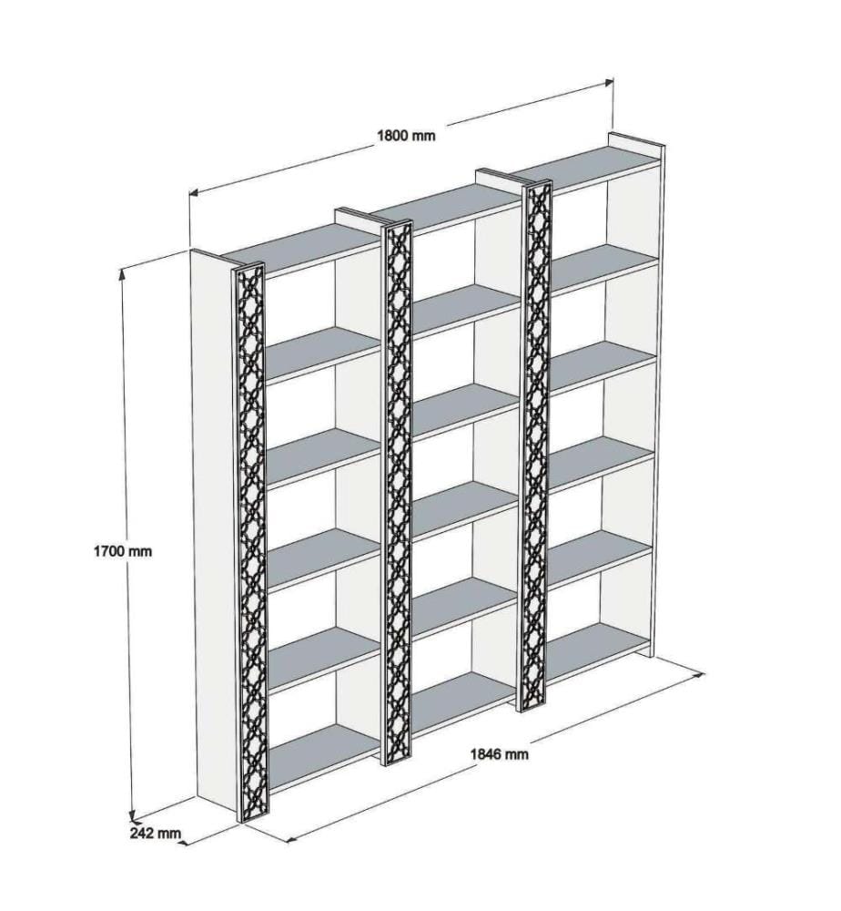 Bibliothèque, noyer, crème, panneau de particules mélaminé