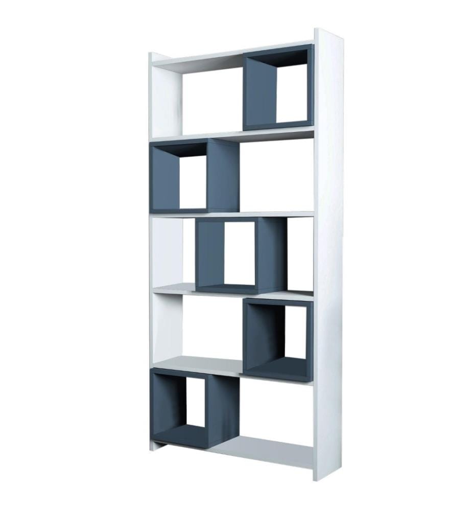 Bibliothèque, blanc, bleu, panneau de particules mélaminé