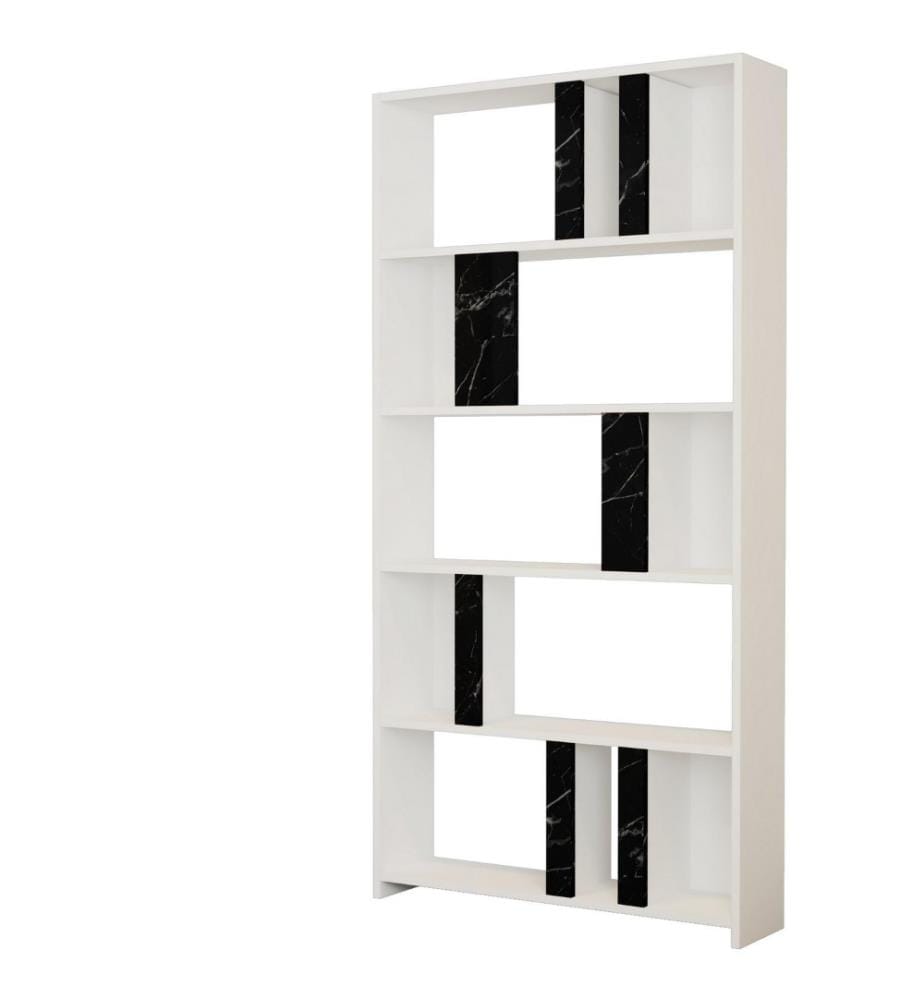Bibliothèque, blanc, noir, panneau de particules mélaminé