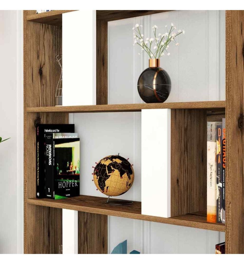 Bibliothèque, noyer, blanc, panneau de particules mélaminé