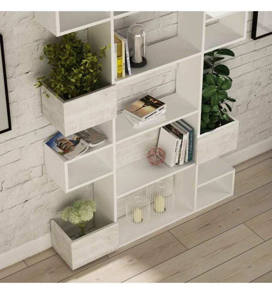 Bibliothèque, blanc, panneau de particules mélaminé