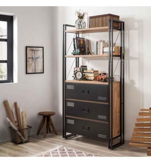 Libreria, pino atlantico, nero, pannello truciolare rivestito in melamina