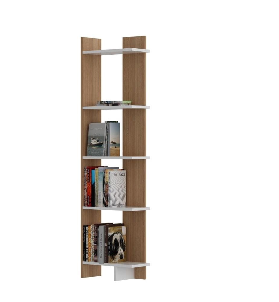 Bibliothèque, Teck, Blanc, Panneau de particules mélaminé