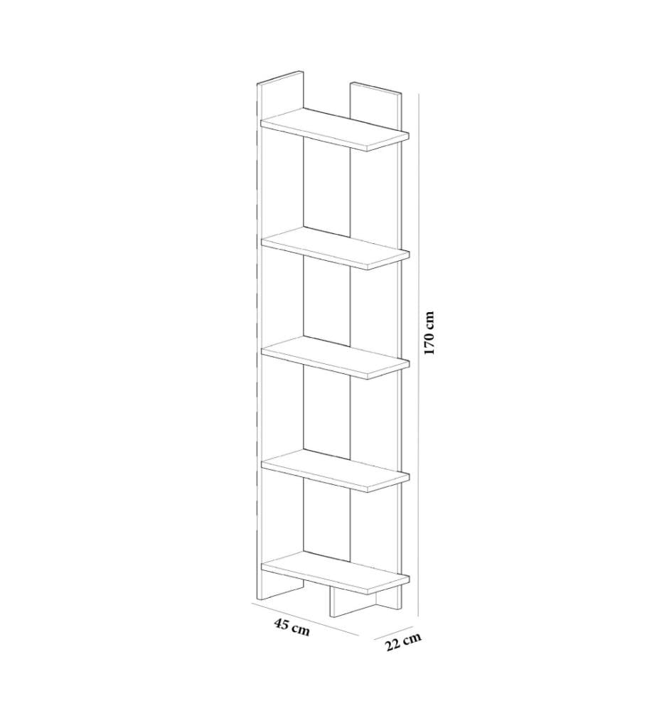 Bibliothèque, Teck, Blanc, Panneau de particules mélaminé