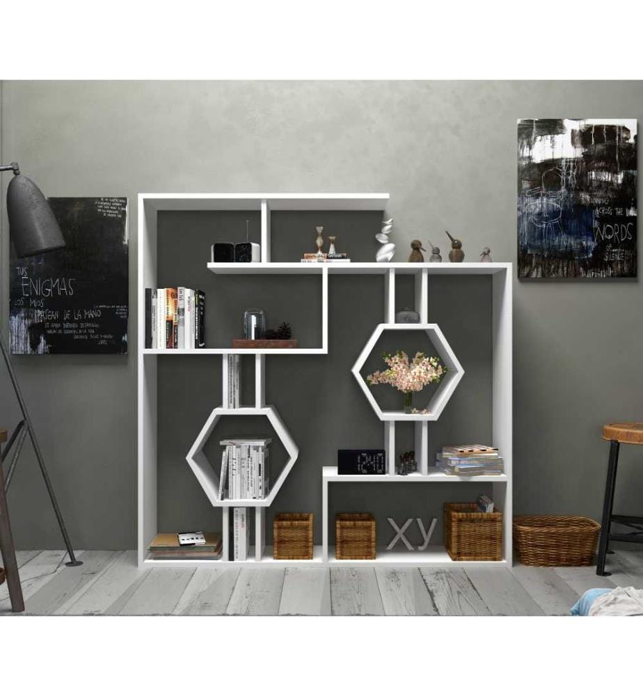 Bibliothèque, blanc, panneau de particules mélaminé