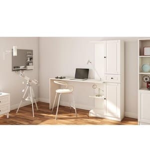 Scrivania e libreria, bianco opaco, 100% MELAMINICO RIVESTITO E1 QUALITÀ CHIPBOARD