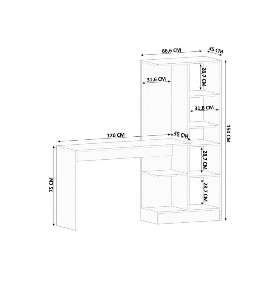 Study Desk & Bookshelf, Matte White, 100% MELAMINE COATED E1 QUALITY CHIPBOARD