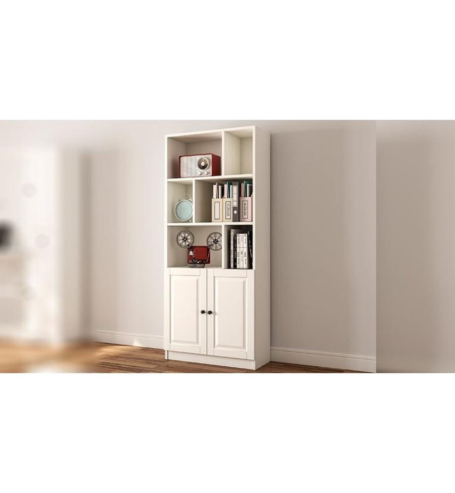Bibliothèque, Blanc mat, 100 % MELAMINE ENDUITE E1 QUALITÉ CHIPBOARD