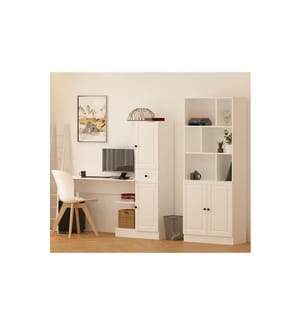 Scrivania e libreria, bianco opaco, 100% MELAMMINA RIVESTITA E1 QUALITÀ CHIPBOARD