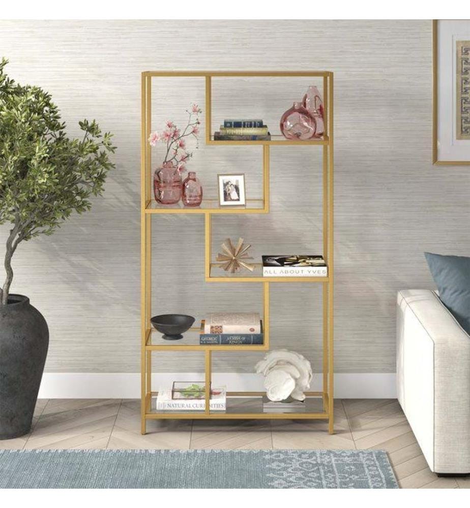 Bücherregal, goldfarben, transparent, 100 % Glas