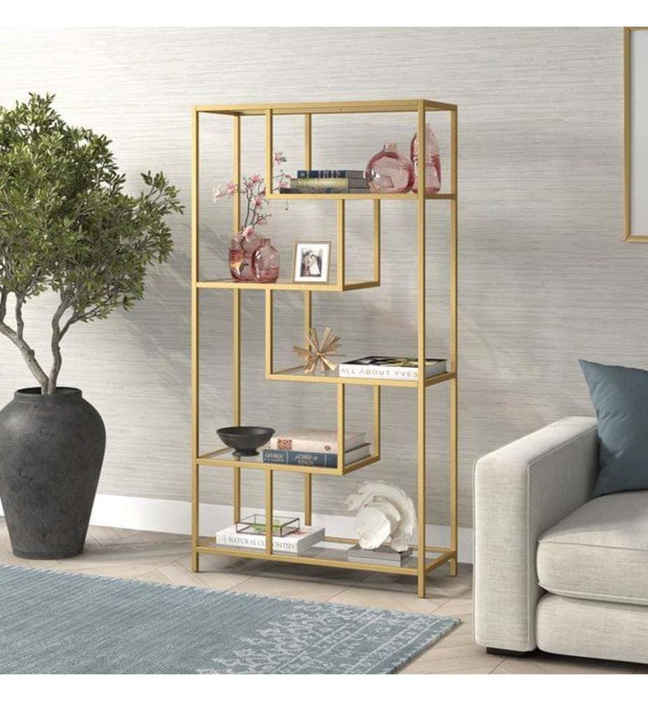 Bücherregal, goldfarben, transparent, 100 % Glas