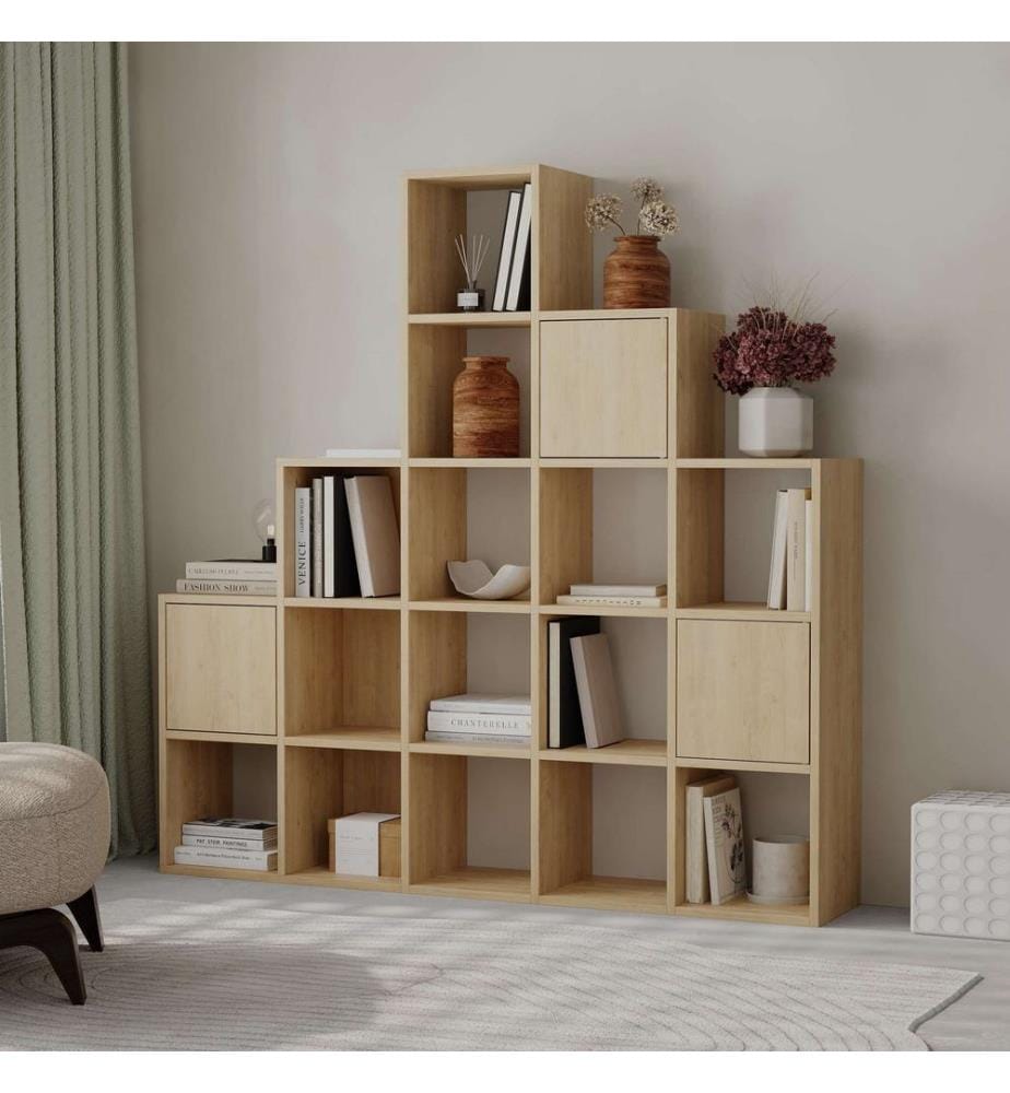 Bibliothèque, saphir, chêne, 100 % PANNEAU DE PARTICULES REVÊTU DE MÉLAMINE