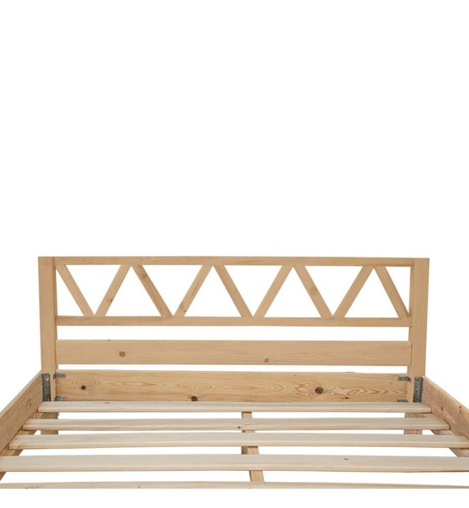 Lit double, Light Brown, bois de pin