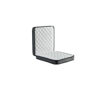 Lit pliant, blanc, noir, matelas à ressorts, 2 plis, bord matelassé