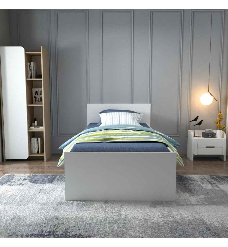 Single Bedstead, White, Melamine Coated Particle Board