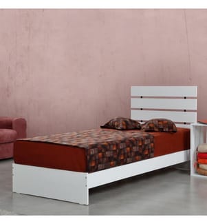 Letto singolo, bianco, pannello di particelle rivestito di melamina